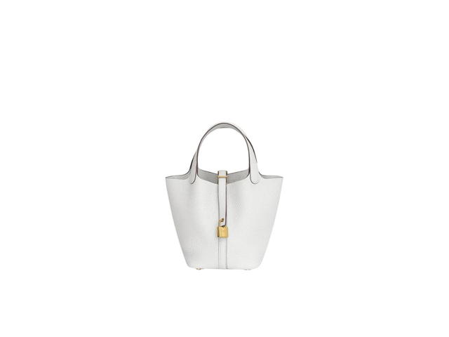 Hermes Hermes Picotin Lock 18 Bag In Clemence Leather With Gold-Plated Hardware New White - view 1