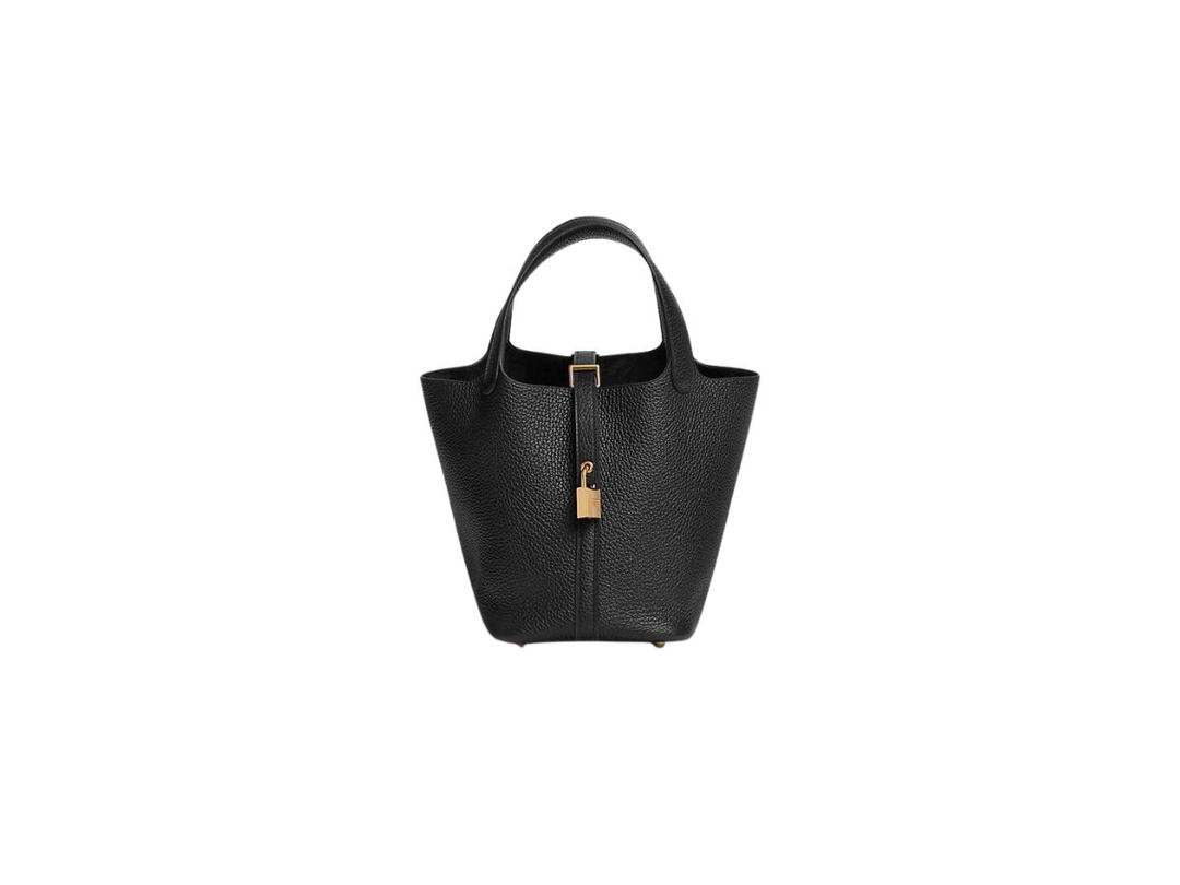 Hermes Hermes Picotin Lock 18 Bag In Clemence Leather With Gold-Plated Hardware Noir