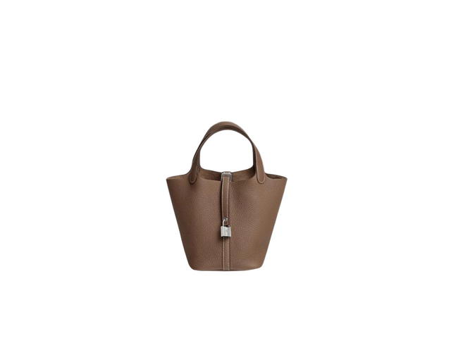 Hermes Hermes Picotin Lock 18 Bag In Clemence Leather With Palladium-Plated Hardware Etoupe - view 1