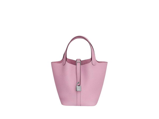 Hermes Hermes Picotin Lock 18 Bag In Clemence Leather With Palladium-Plated Kelly Lock Closure Mauve Sylvestre - view 1