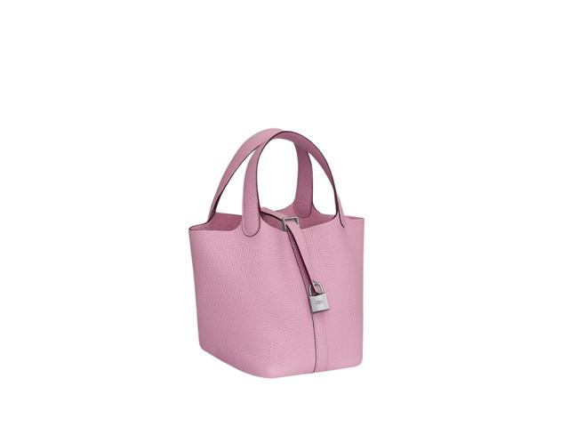 Hermes Hermes Picotin Lock 18 Bag In Clemence Leather With Palladium-Plated Kelly Lock Closure Mauve Sylvestre - view 2