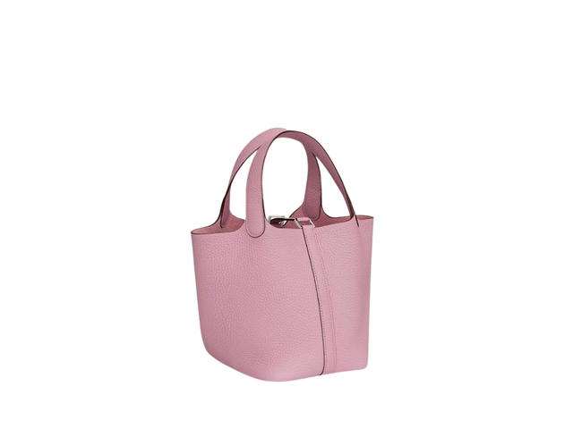 Hermes Hermes Picotin Lock 18 Bag In Clemence Leather With Palladium-Plated Kelly Lock Closure Mauve Sylvestre - view 4