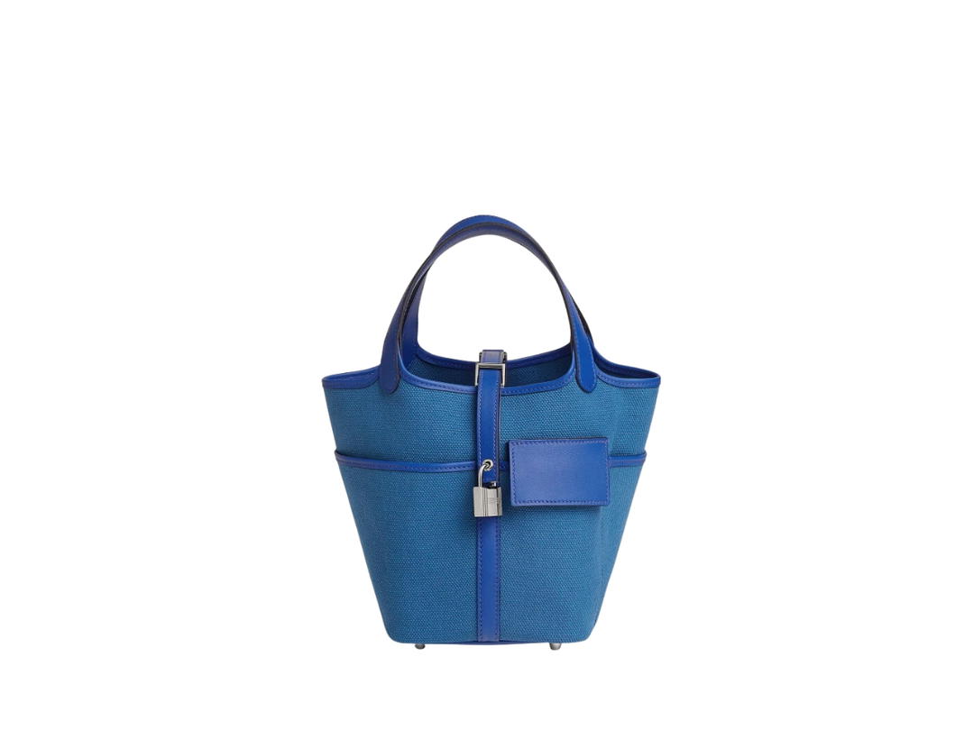 Hermes Hermes Picotin Lock 18 Bag In Goeland Canvas Swift With Palladium Hardware Blue Egee-Bleu Royal