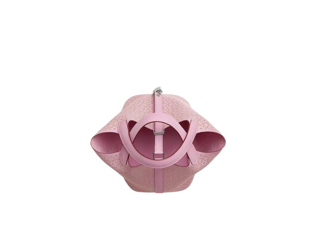 Hermes Hermes Picotin Lock 18 Bag In Lucky Daisy Printed Swift Calfskin With Palladium Hardware Mauve Sylvestre-Cuivre-Blanc - view 3