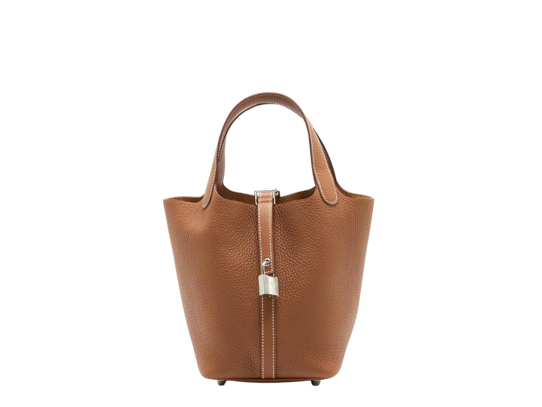 Hermes Hermes Picotin Lock 18 Bag In Taurillon Clemence Leather With Palladium-Plated Kelly Lock Closure Gold