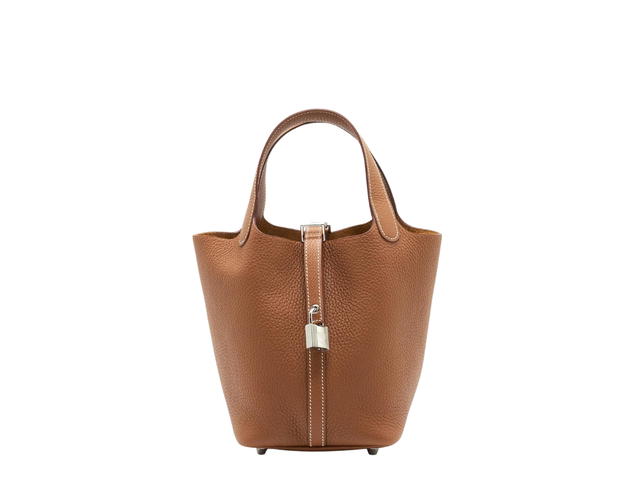 Hermes Hermes Picotin Lock 18 Bag In Taurillon Clemence Leather With Palladium-Plated Kelly Lock Closure Gold - view 1