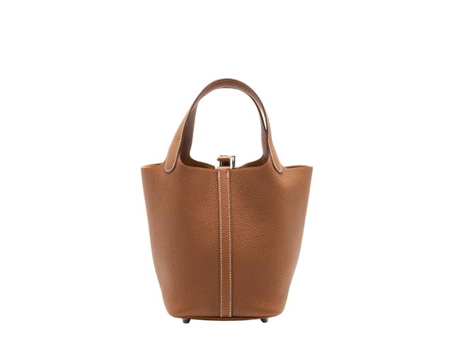 Hermes Hermes Picotin Lock 18 Bag In Taurillon Clemence Leather With Palladium-Plated Kelly Lock Closure Gold - view 2