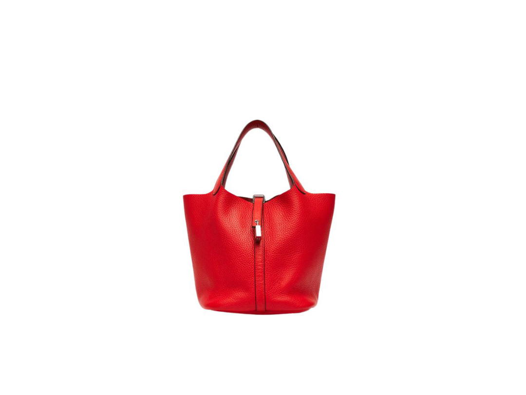 Hermes Hermes Picotin Lock 22 Bag In Clemence Leather With Palladium-Plated Hardware Rouge Tomate