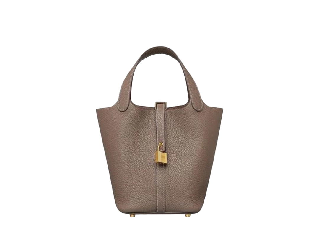 Hermes Hermes Picotin Lock Bag 18 In Clemence leather With Gold-Plated Kelly Lock Closure Étoupe