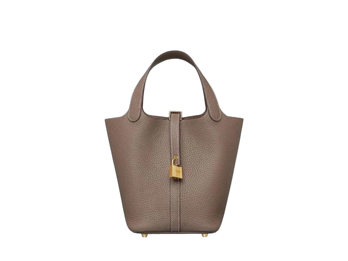 Hermes Hermes Picotin Lock Bag 18 In Clemence leather With Gold-Plated Kelly Lock Closure Étoupe
