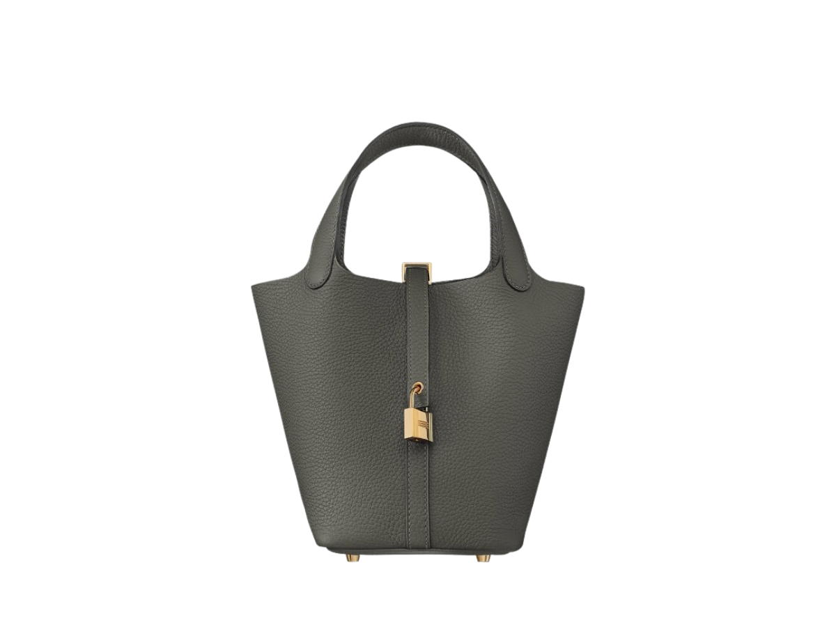 Hermes Hermes Picotin Lock Bag 18 In Clemence leather With Gold-Plated Kelly Lock Closure Gold Gris Meyer