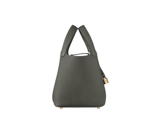 Hermes Hermes Picotin Lock Bag 18 In Clemence leather With Gold-Plated Kelly Lock Closure Gold Gris Meyer - view 2