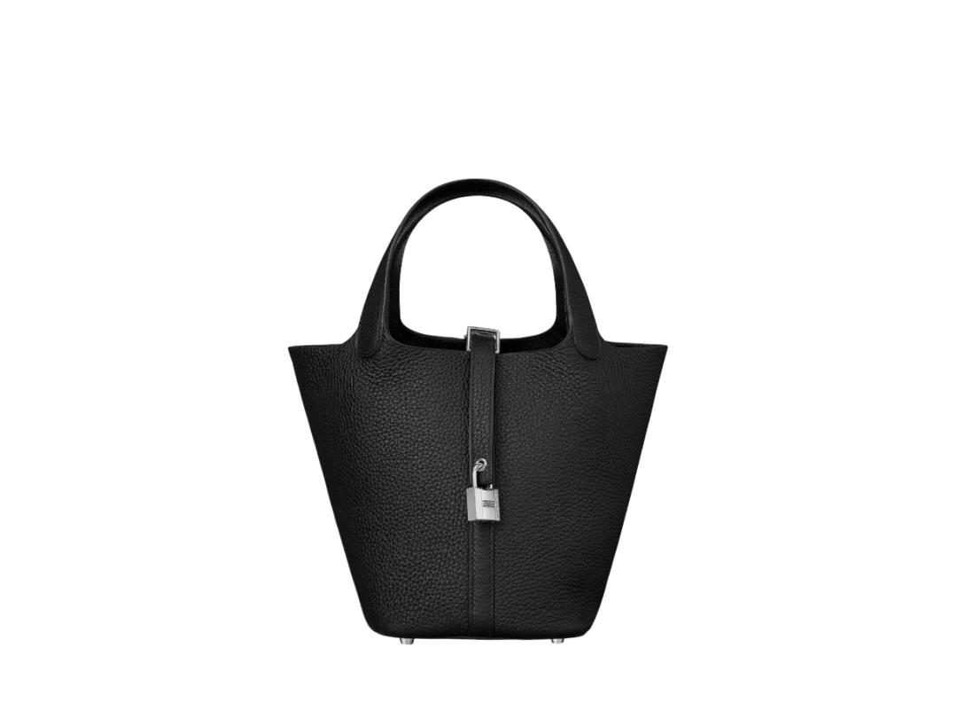 Hermes Hermes Picotin Lock Bag 18 In Clemence leather With Palladium-Plated Kelly Lock Closure Noir