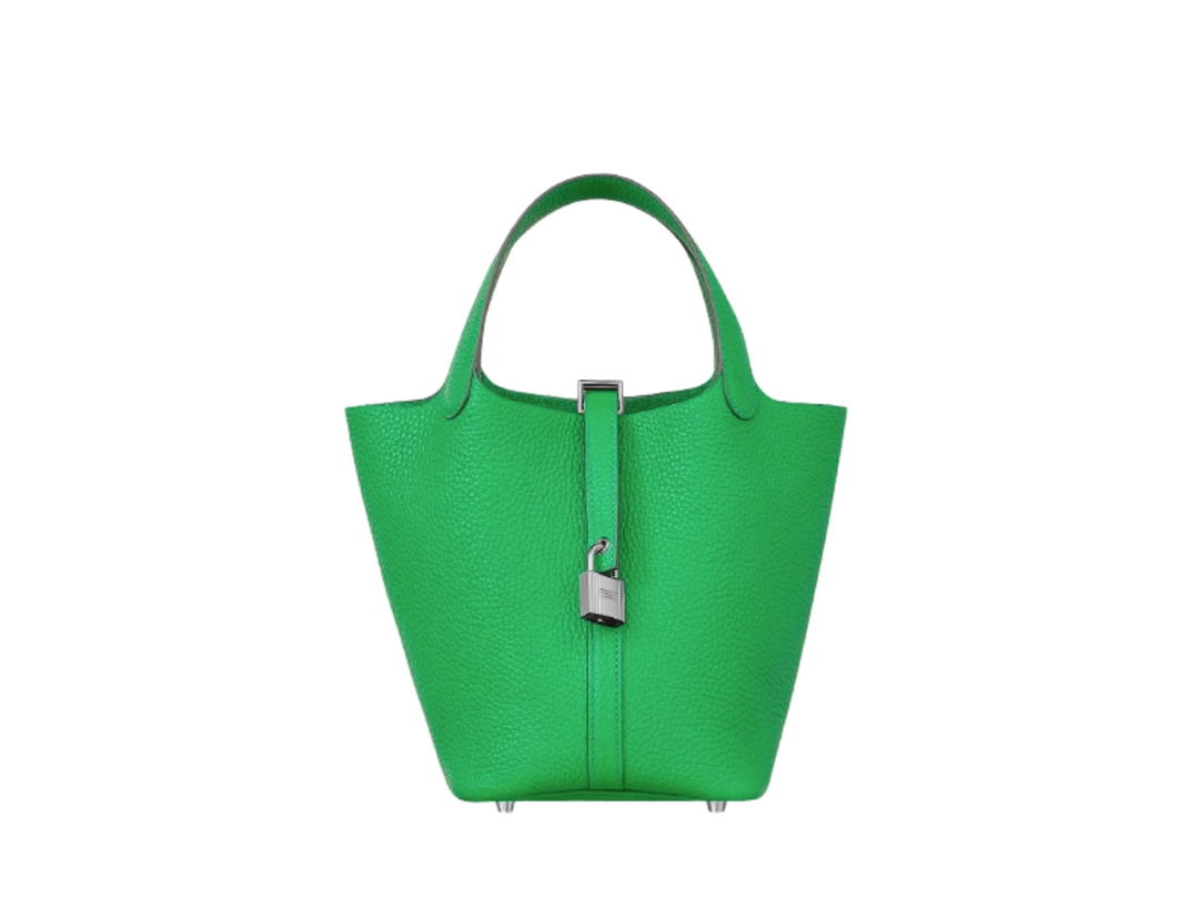 Hermes Hermes Picotin Lock Bag 18 In Clemence leather With Palladium-Plated Kelly Lock Closure Vert Comics