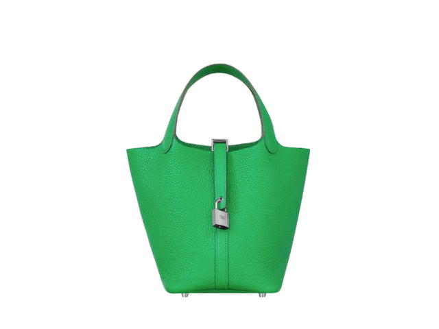 Hermes Hermes Picotin Lock Bag 18 In Clemence leather With Palladium-Plated Kelly Lock Closure Vert Comics - view 1