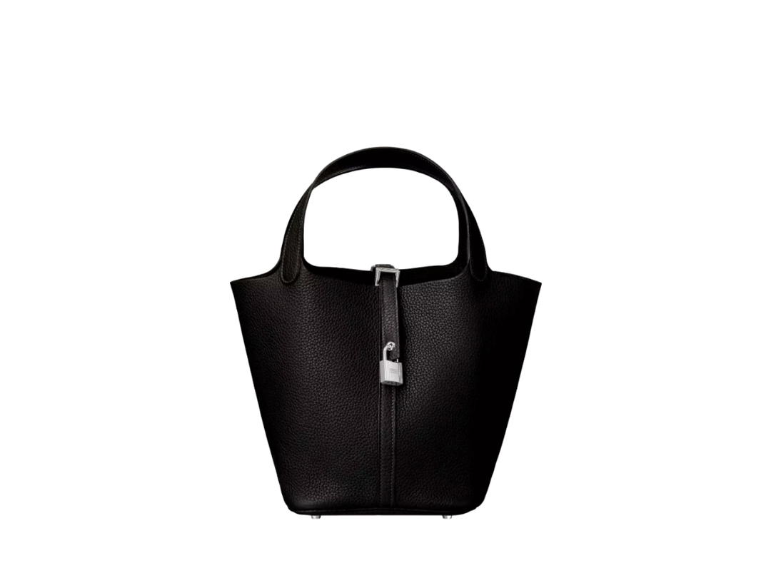 Hermes Hermes Picotin Lock Bag 22 In Clemence leather With Palladium-Plated Kelly Lock Closure Noir
