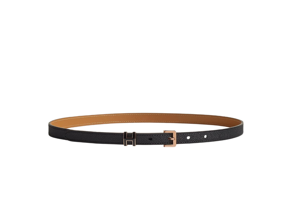 Hermes Hermes Pop H Belt 15 MM In Epsom Calfskin With Rose Gold-Plated Buckle Noir