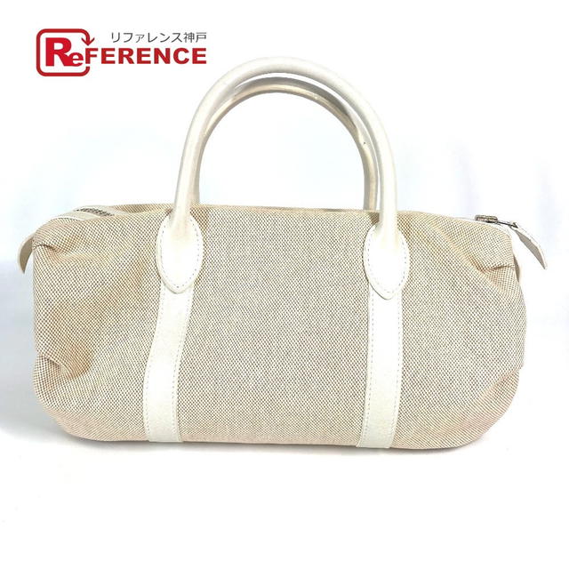 Hermes HERMES Porochon Mademoiselle Hand Bag Toile H / Leather Beige/White - view 1