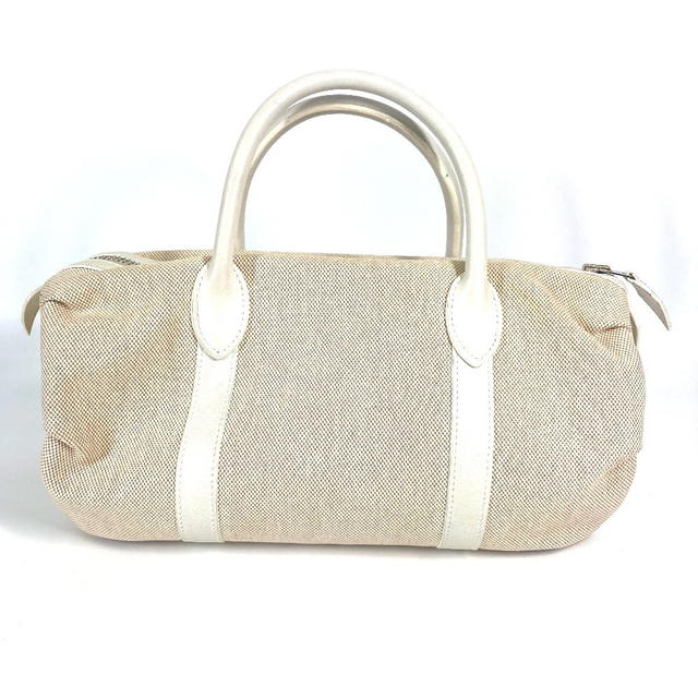 Hermes HERMES Porochon Mademoiselle Hand Bag Toile H / Leather Beige/White - view 2