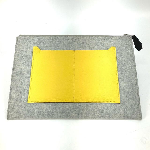 Hermes HERMES Pouch To Doo 29 Cluch Bag Clutch bag felt / Epsom Gray x Yellow - view 3