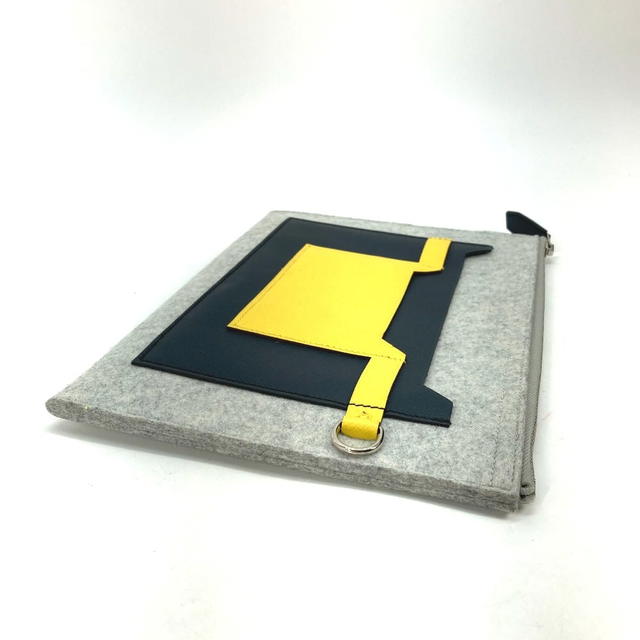 Hermes HERMES Pouch To Doo 29 Cluch Bag Clutch bag felt / Epsom Gray x Yellow - view 5