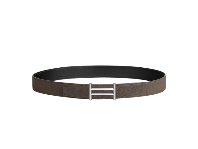 Hermes Hermes Rider Belt Buckle & Reversible Leather Strap 32 MM In Box 135 And Togo Calfskin With Palladium-Plated Metal Noir-Étain - view 2