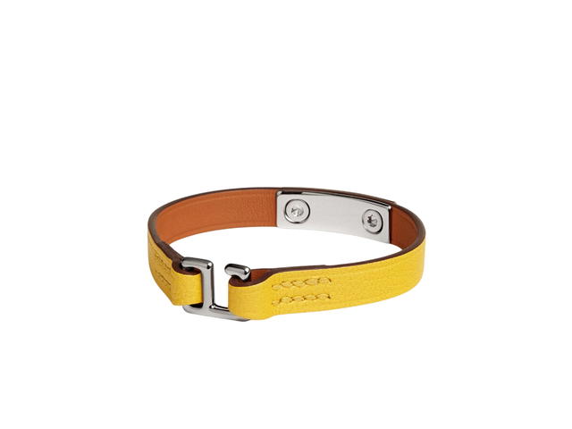 Hermes Hermes Rivale Mini Bracelet In Chamkila Goatskin With Palladium-Plated Hardware Jaune De Naples - view 2