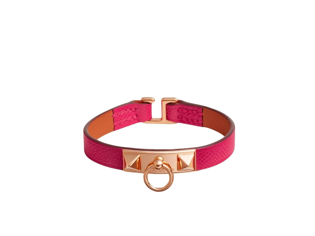 Hermes Hermes Rivale Mini Bracelet In Madame With Rose Gold-Plated Hardware Rose Extrême