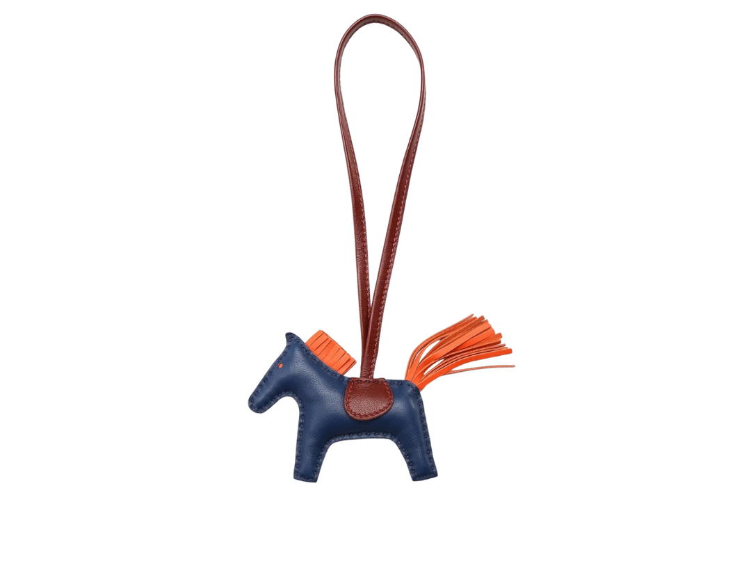 Hermes Hermes Rodeo PM Charm In Milo Lambskin Blue De Malte Orange Poppy Rough H