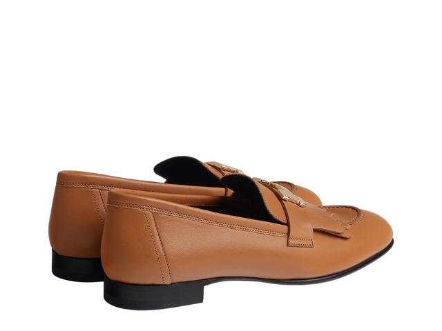 Hermes Hermes Royal Loafer In Goatskin With Fringe Detail Permabrass-Plated Signature H Detail Naturel - view 3