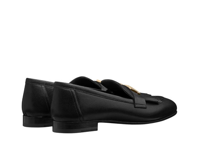 Hermes Hermes Royal Loafer In Goatskin With Fringe Detail Permabrass-Plated Signature H Detail Noir - view 3