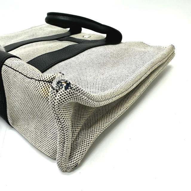 Hermes HERMES Sac Arne PM Hand Bag Tote Bag Toile H / Leather gray/Black - view 5