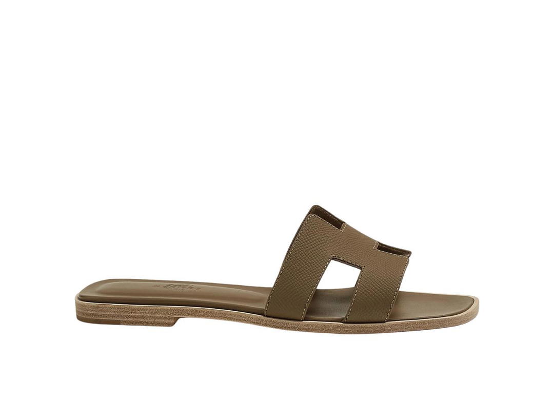 Hermes Hermes Oran Sandal In Epsom Calfskin With Iconic H Cut-Out Etoupe