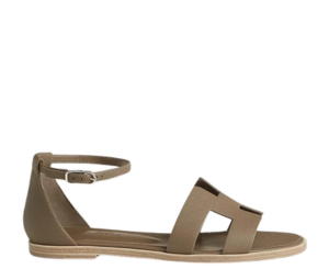 Buy Hermes Santorini Sandal In Epsom Calfskin With H Cut-Out Detail And Thin Ankle Strap Étoupe (W) at Sasom – Authentic and Ready to Ship
