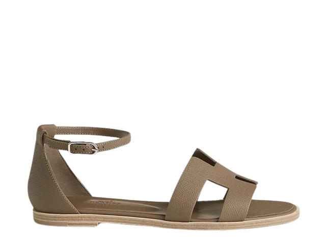 Hermes Hermes Santorini Sandal In Epsom Calfskin With H Cut-Out Detail And Thin Ankle Strap Étoupe (W) - view 1