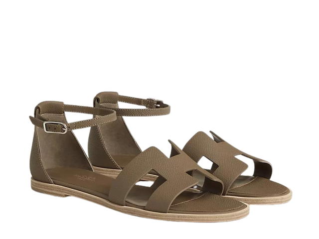Hermes Hermes Santorini Sandal In Epsom Calfskin With H Cut-Out Detail And Thin Ankle Strap Étoupe (W) - view 2