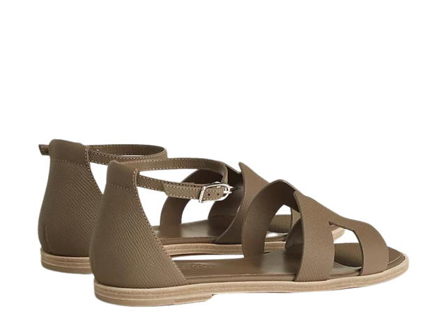 Hermes Hermes Santorini Sandal In Epsom Calfskin With H Cut-Out Detail And Thin Ankle Strap Étoupe (W) - view 3
