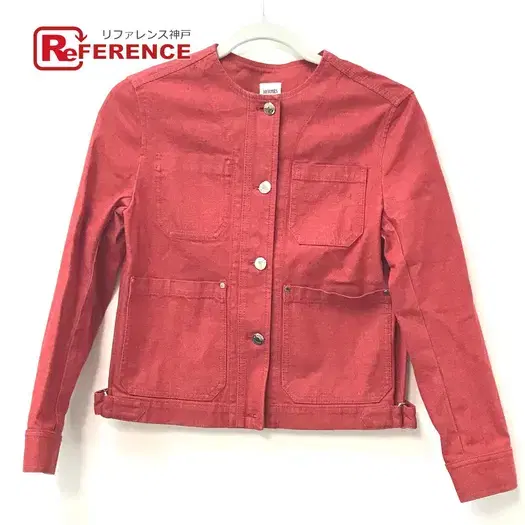 Buy HERMES Serie button Long sleeve apparel tops outerwear Denim Jacket Red at Sasom – Authentic and Ready to Ship