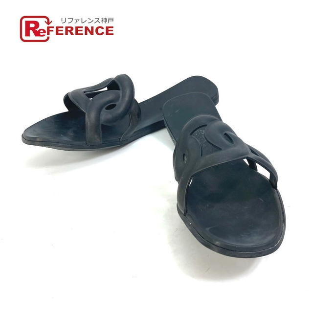 Hermes HERMES shoes flats flats Aloha Chaine d'Ancre Beach sandal Sandals rubber Black - view 1