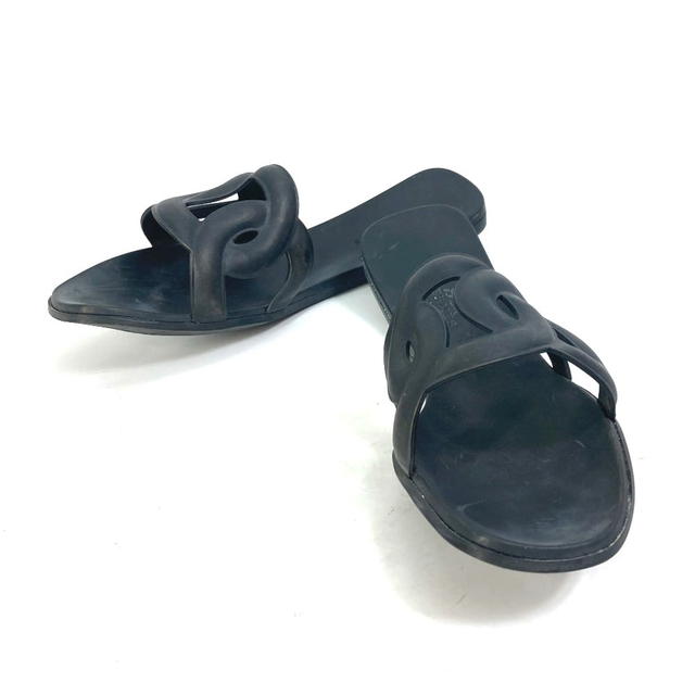 Hermes HERMES shoes flats flats Aloha Chaine d'Ancre Beach sandal Sandals rubber Black - view 2