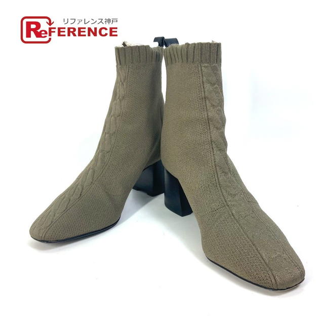 Hermes HERMES short boots Volver 60 Shoes Heel H Logo boots Knit / Leather khaki/Black - view 1