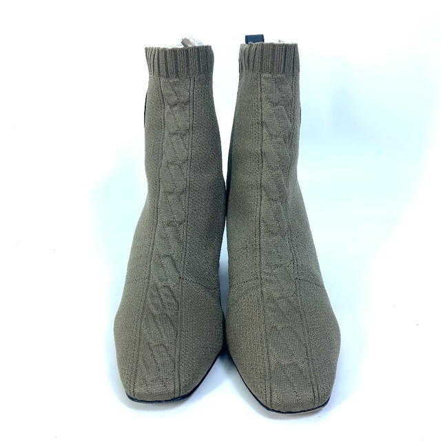 Hermes HERMES short boots Volver 60 Shoes Heel H Logo boots Knit / Leather khaki/Black - view 4