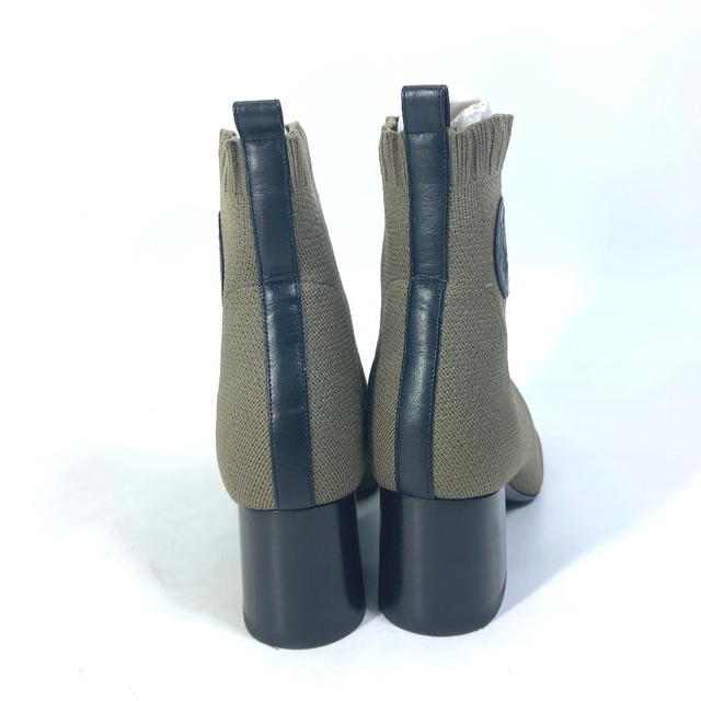 Hermes HERMES short boots Volver 60 Shoes Heel H Logo boots Knit / Leather khaki/Black - view 5