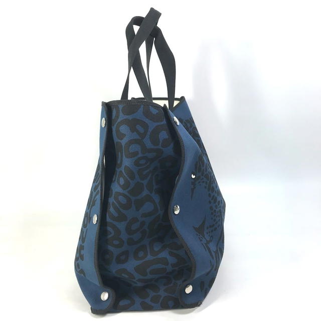 Hermes HERMES Shoulder Bag Leopard Beach bag Tote Bag Canvas Navy/Black - view 5