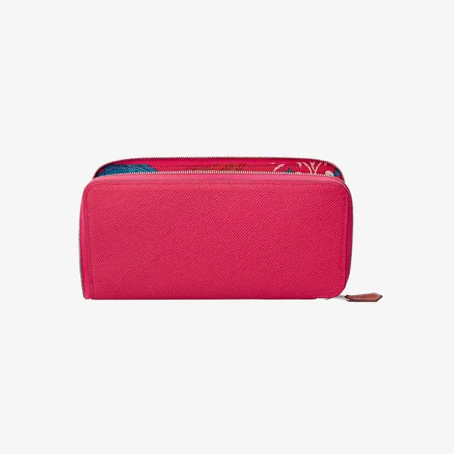 Hermes Hermes Silk'In Classic Long Wallet Epson & Palladium Rose Extreme Rose Mexico Rose Bougainvillier - view 2