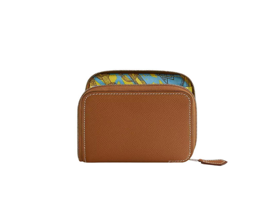 Hermes Hermes Silk'In Compact Wallet Gold Jaune Citron Celeste