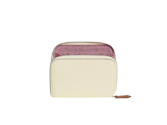 Hermes Hermes Silk'In Compact Wallet In Epsom And Barenia Calfskin Lucky Daisy Printed With Palladium Plated Hardware Nata-Chai-Rose Pourpre - view 1
