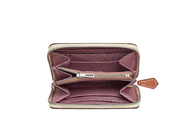 Hermes Hermes Silk'In Compact Wallet In Epsom And Barenia Calfskin Lucky Daisy Printed With Palladium Plated Hardware Nata-Chai-Rose Pourpre - view 2