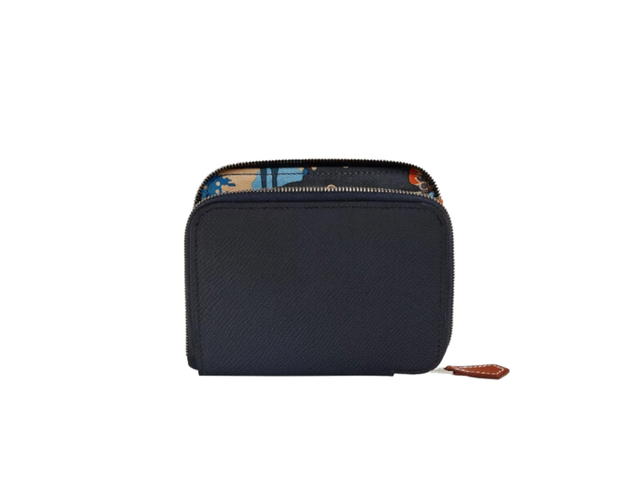 Hermes Hermes Silk'In Compact Wallet In Epsom Barenia Calfskin With Palladium Bleu Indigo Caban Jaune Ambre - view 1