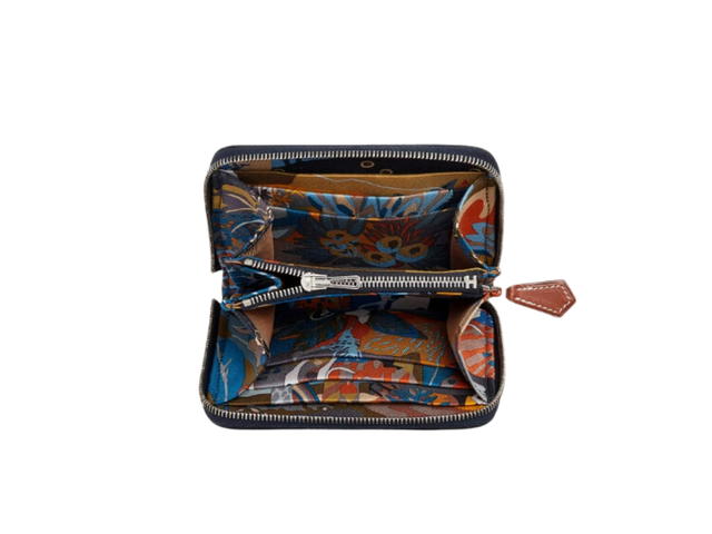 Hermes Hermes Silk'In Compact Wallet In Epsom Barenia Calfskin With Palladium Bleu Indigo Caban Jaune Ambre - view 2